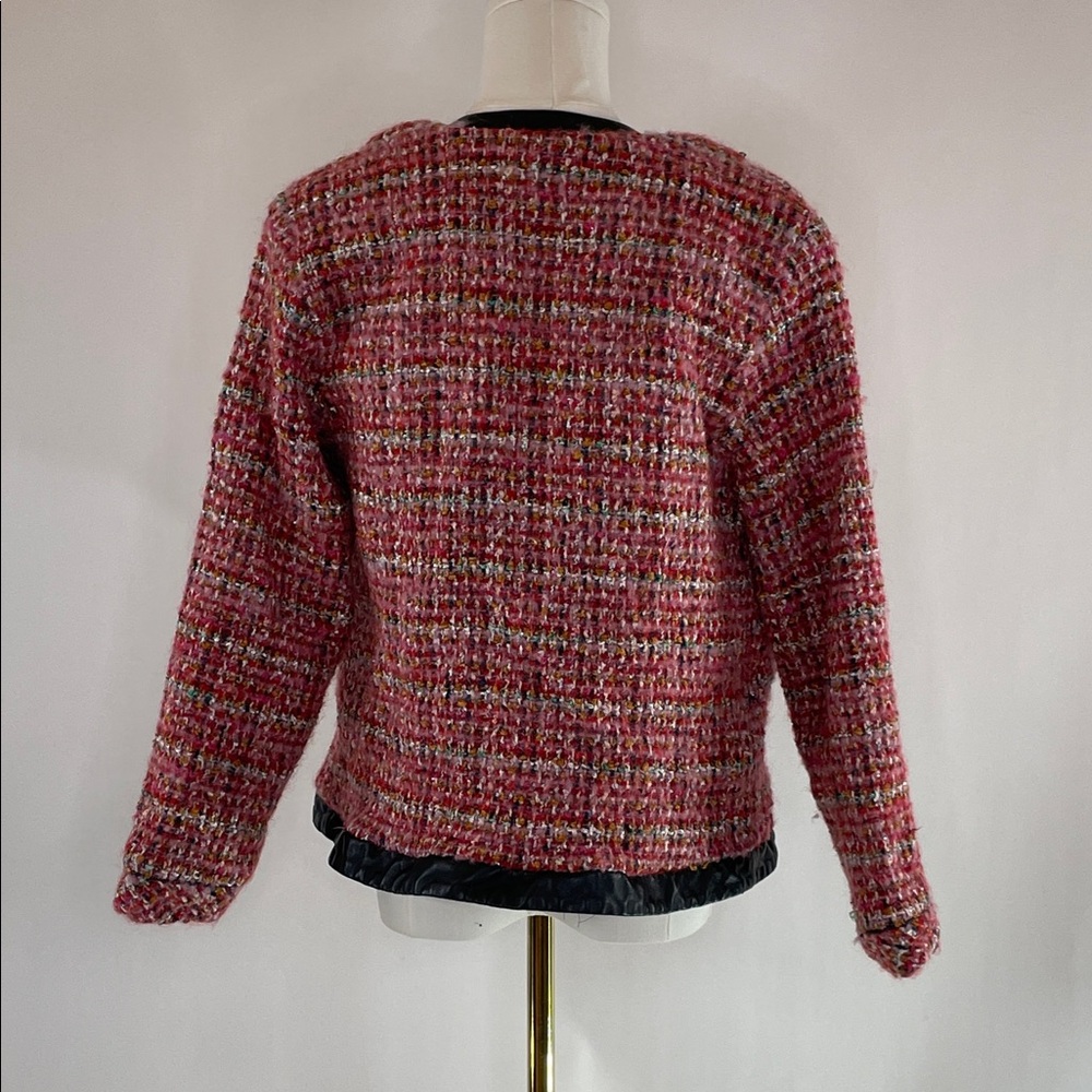 English Factory Faux Leather Trim Tweed Jacket, M - Picture 5 of 8